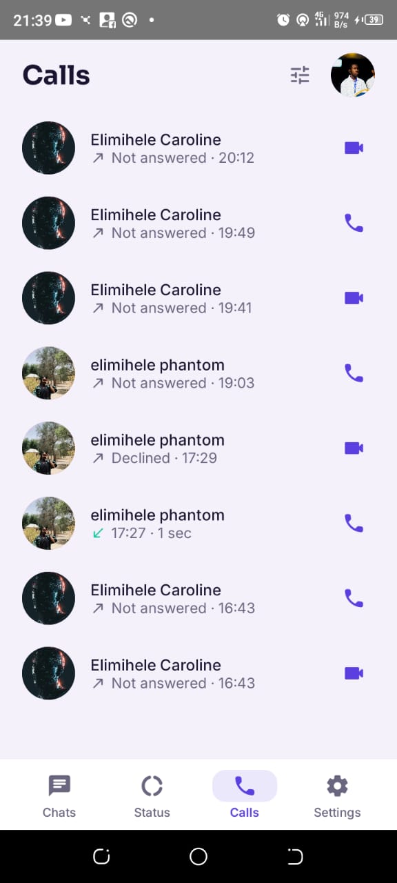 Gistnode calls screen